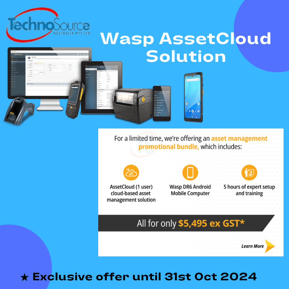 Wasp AssetCloud Software Application and Mobile App (1 Year - 1 Users) + WASP DR6 Mobile Computer + Setup & Training Support